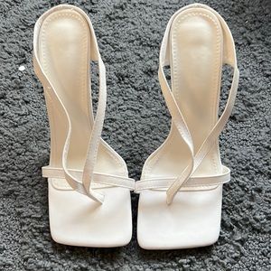 White square toe heels